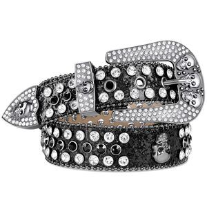 2181 Men Women Rhinestone Belt Skull Leather Western Bling Shining